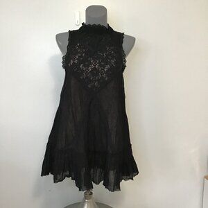 DePhilo Whimsigoth Black Lace Babydoll Mini Dress Size M
